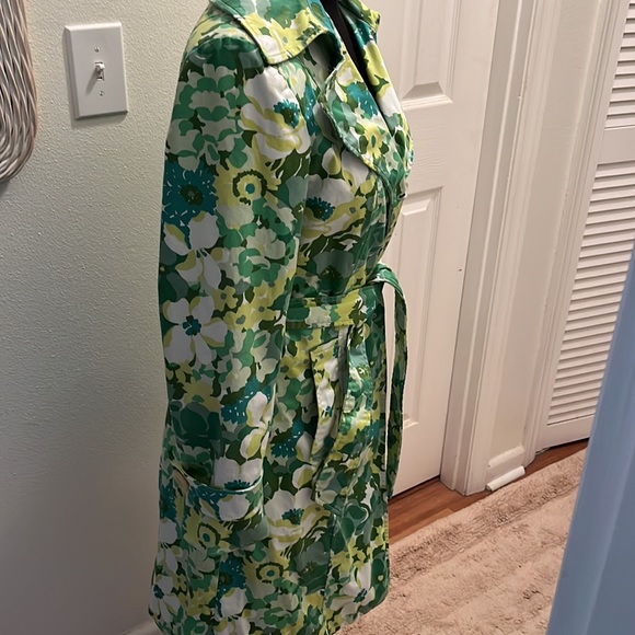 Nine West floral button down fitted trench coat - Picture 6 of 8